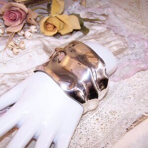 Vintage Made in Mexico Mexican Sterling Silver Cuff Bracelet - 72.1 Grams